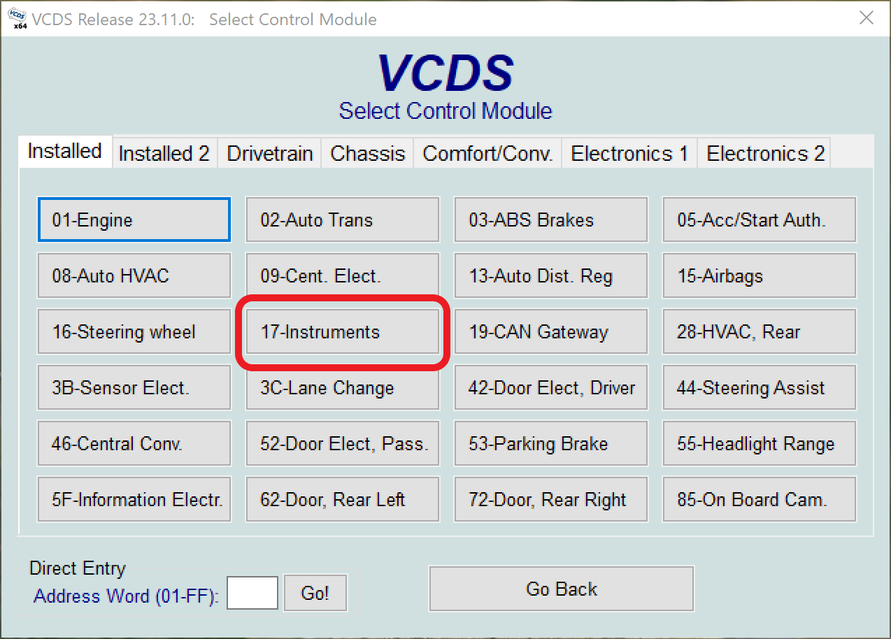 Select Instruments Module